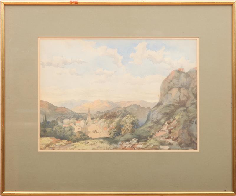 Appraisal: WILLIAM FREDERICK WITHERINGTON - VILLAGE SEEN FROM A ROCKY HILLSIDE