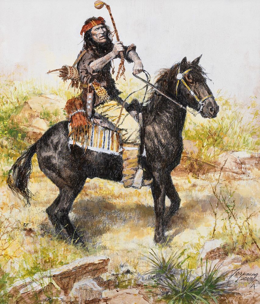 Appraisal: Howard Terpning b Apache Howard Terpning b Apache mixed media