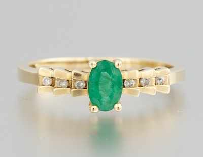 Appraisal: A Ladies' Emerald and Diamond Ring k yellow gold ring