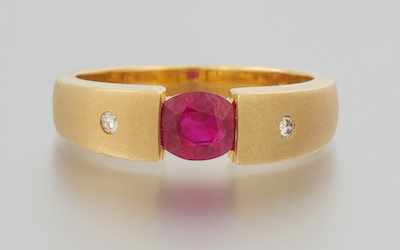 Appraisal: A Ladies' Ruby and Diamond Ring k yellow gold ring