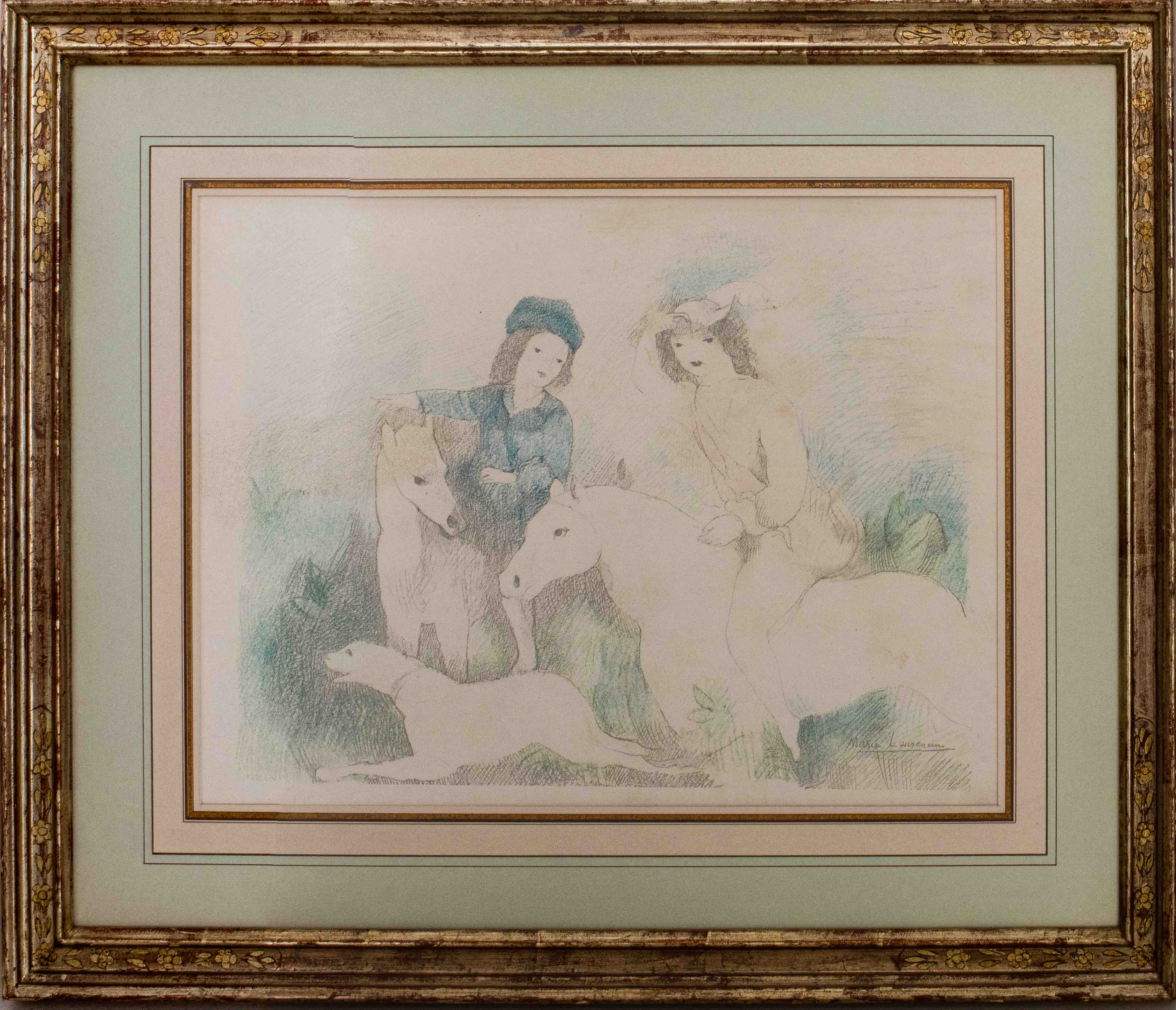 Appraisal: MARIE LAURENCIN LITHOGRAPH OF FIGURES ON HORSEBACK Marie Laurencin French