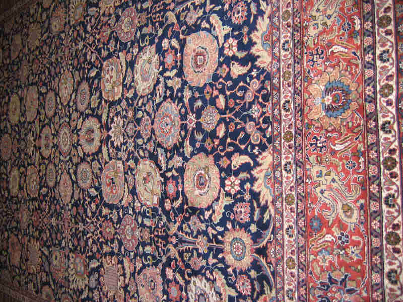 Appraisal: INDO-TABRIZ ROOM RUG The indigo field with an intricate allover