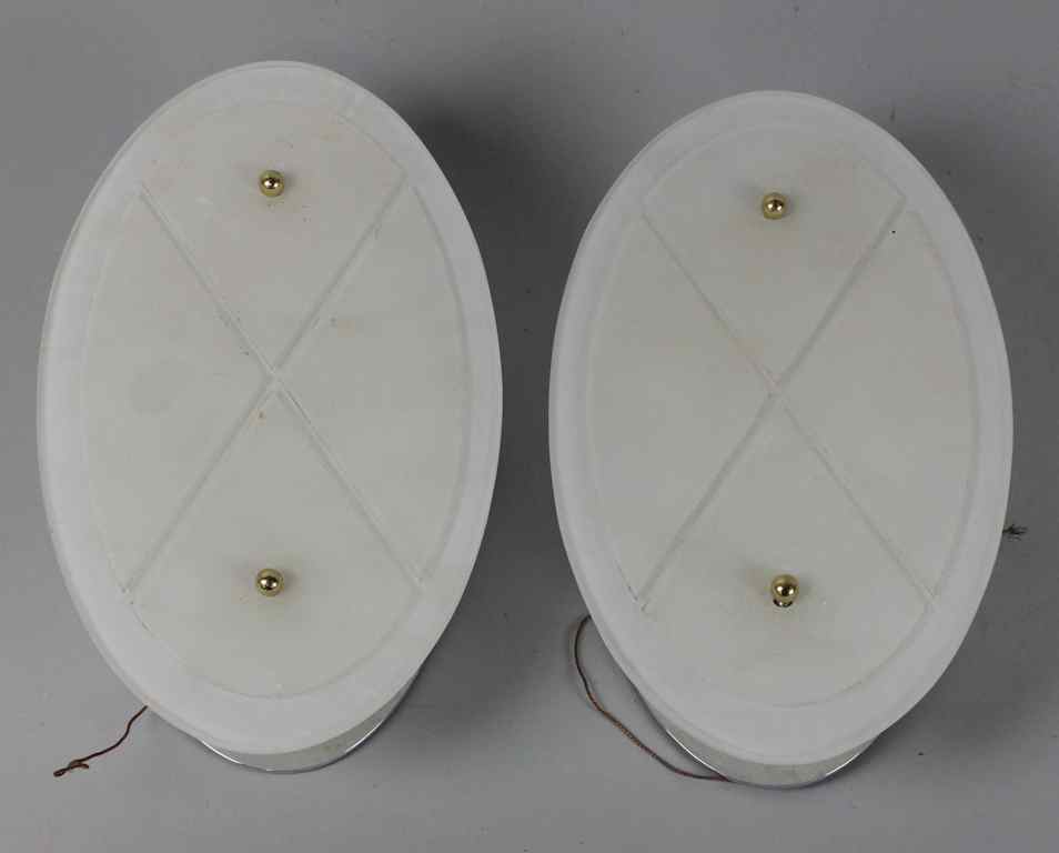 Appraisal: PAIR OF ART DECO STYLE FROSTED GLASS WALL SCONCES by