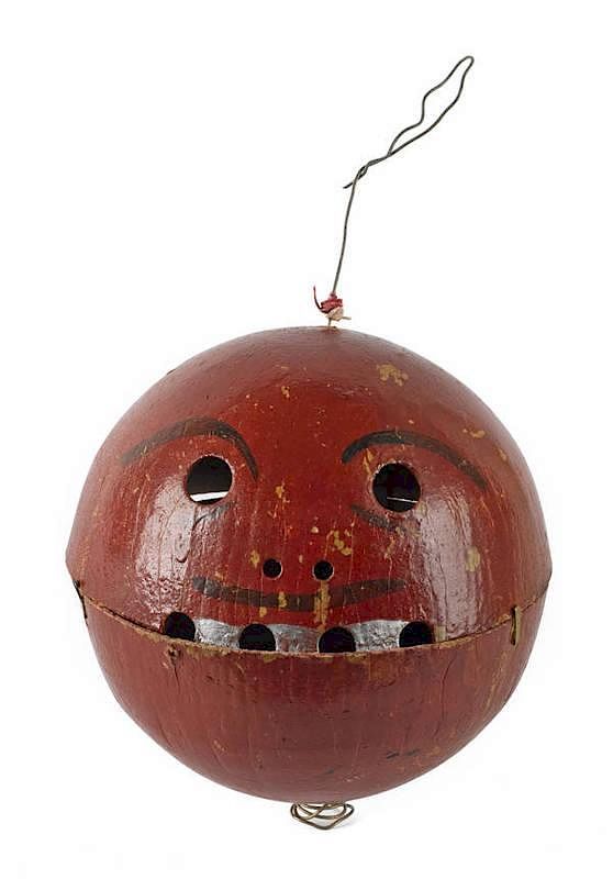 Appraisal: Painted papier-m ch Halloween pumpkin lantern '' dia Painted papier-m