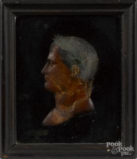 Appraisal: Wax profile bust of Napoleon th c frame - ''