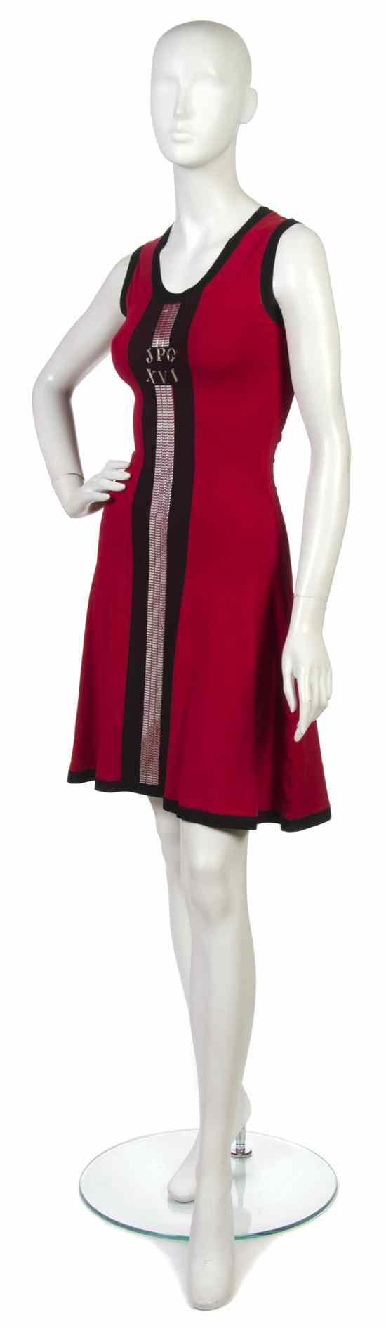 Appraisal: A Jean Paul Gaultier Red Jersey Dress Labeled Jean Paul