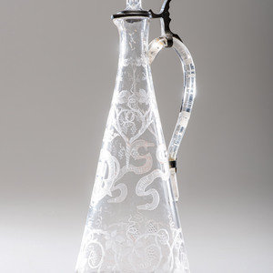 Appraisal: mile Gall French Claret Jug etched glass signed 'E Gall