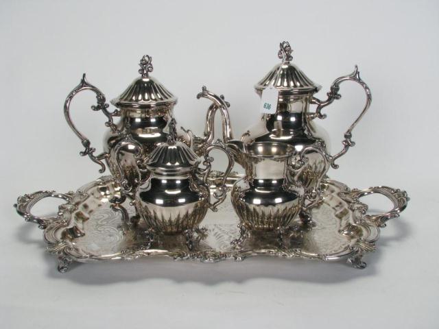 Appraisal: Ornate Five-Piece Silver Plate Coffee Tea Service silver on copper