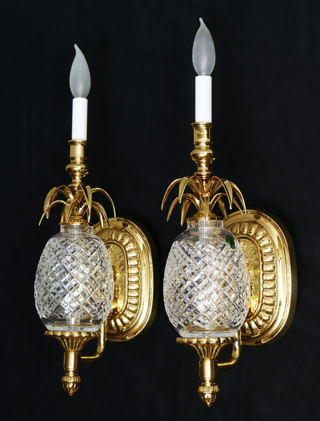 Appraisal: PR WATERFORD PINEAPPLE WALL LIGHT SCONCES Hospitality Collection Single light