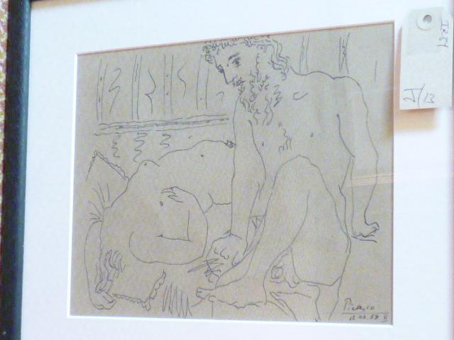 Appraisal: PABLO PICASSO - Nude Figures dry point signed in the