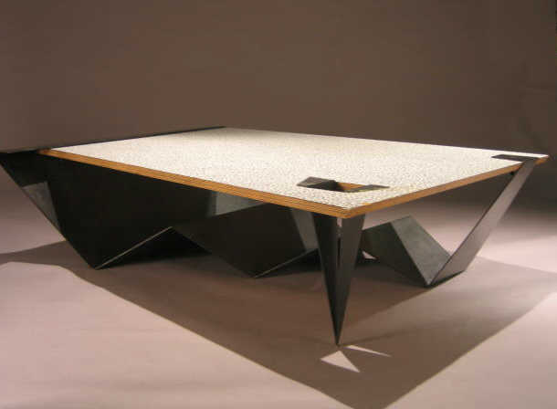 Appraisal: MEMPHIS COFFEE TABLE Wood and aluminum h l Estimate -