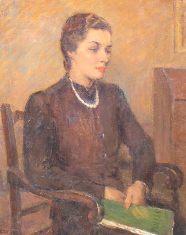 Appraisal: LEONARD E WALSH Portrait of a Lady seated half-length wearing