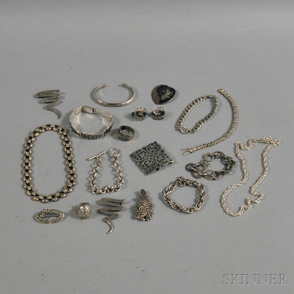 Appraisal: Small Group of Sterling Silver Jewelry including many Mexican pieces