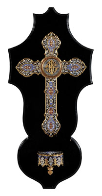 Appraisal: Champlev Holy Water Cross French late th century gilt brass