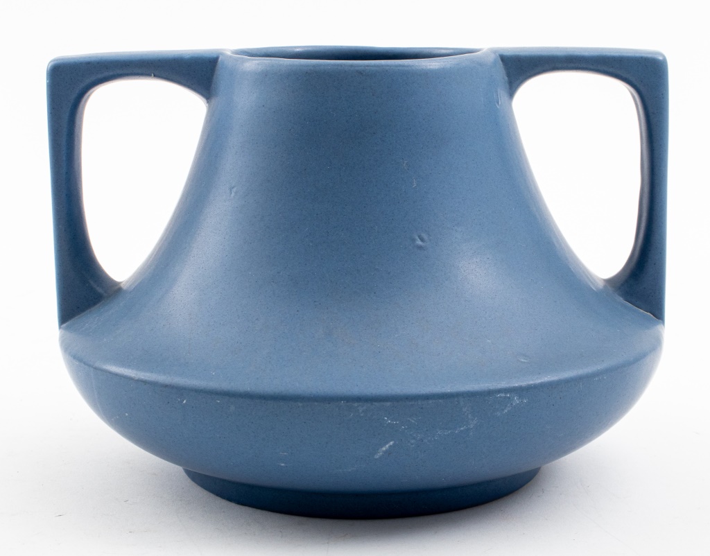 Appraisal: ARTS CRAFTS MATTE BLUE GLAZED CERAMIC AMPHORA Arts and Crafts