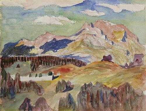 Appraisal: GIACOMETTI GIOVANNI Stampa - Glion View of Maloja Watercolour on