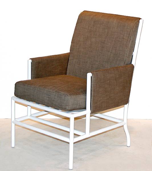 Appraisal: A pair of Orlando Diaz-Azcuy painted aluminum and upholstered armchairs