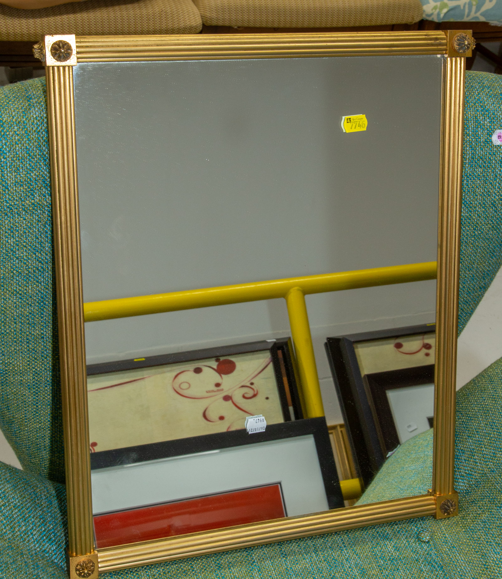 Appraisal: HEAVY METAL FRAMED SMALL WALL MIRROR With gilt bronze frame