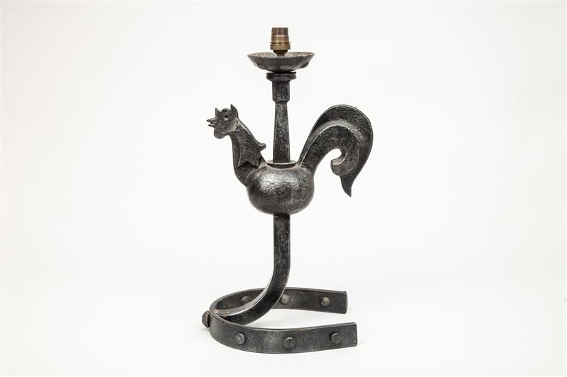 Appraisal: Lamp French c Wrought and cast-iron x in From the