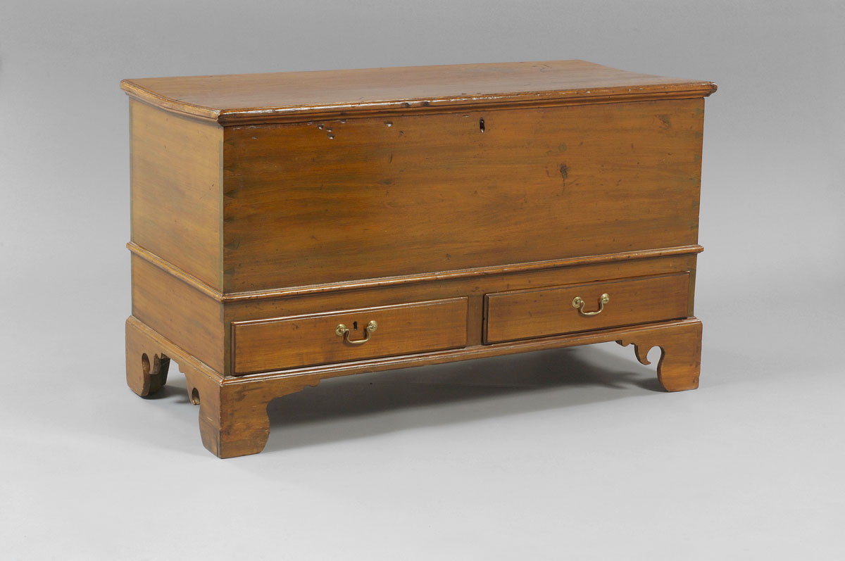 Appraisal: VIRGINIA CHIPPENDALE POPLAR BLANKET CHEST The rectangular top with applied