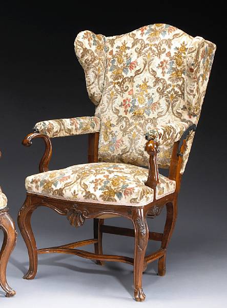 Appraisal: An interesting Italian Rococo walnut mechanical armchair third quarter th