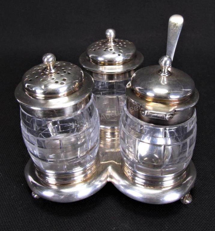 Appraisal: Antique English Sterling Cruet Set by Richard Sibley II of