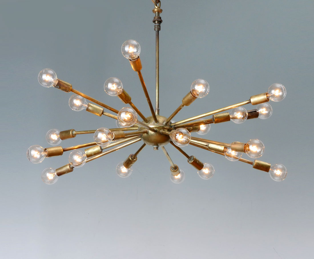 Appraisal: STILNOVO STYLE BRASS ARM SPUTNIK CHANDELIER In the manner of