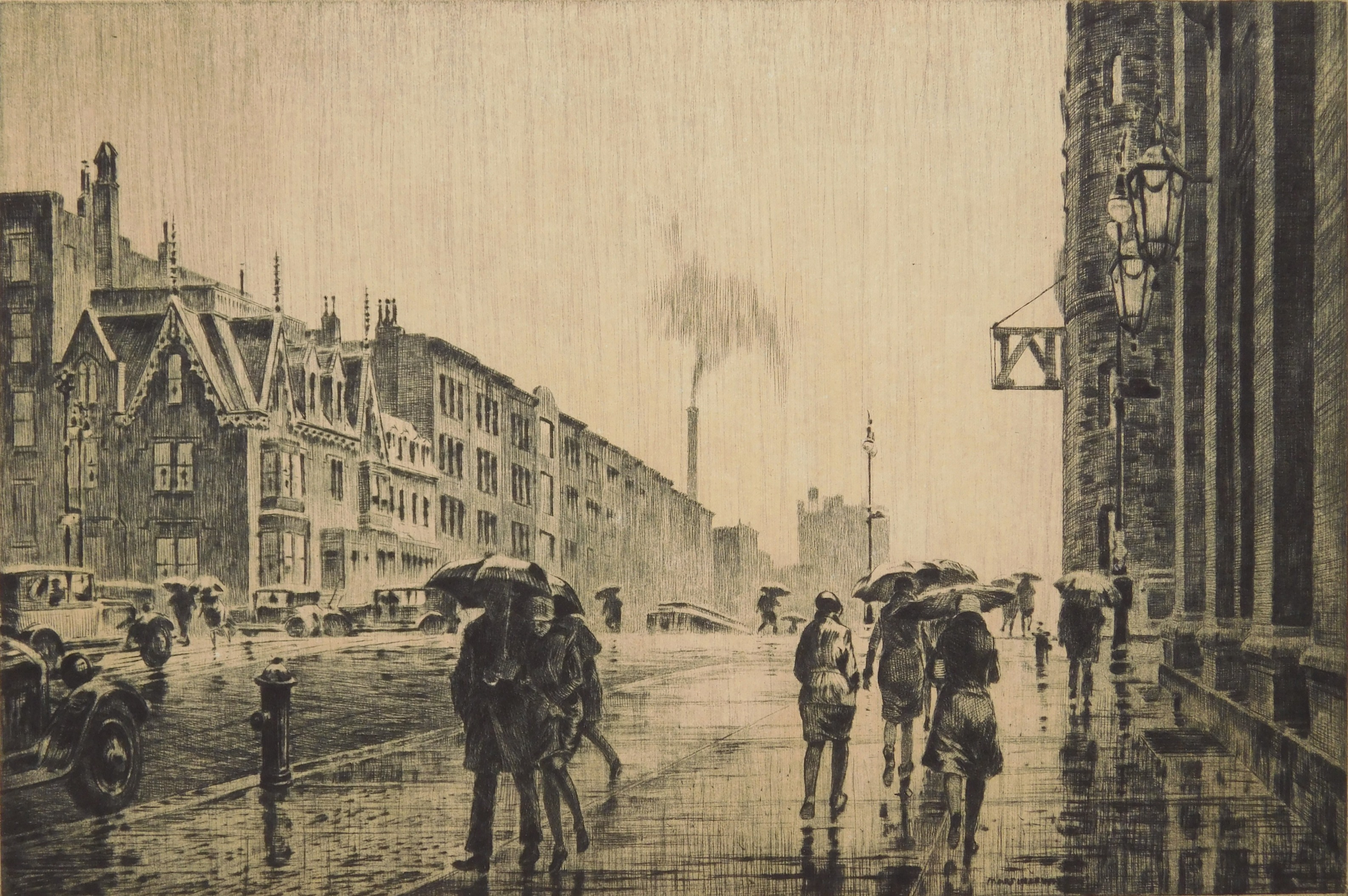 Appraisal: Martin Lewis American - ''Rain on Murray Hill''- Mc Carron