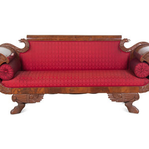 Appraisal: A Classical Carved Mahogany Sofa th Century Height x width