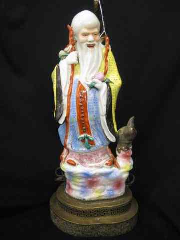 Appraisal: Chinese Porcelain Lamp with Figure of animmortal - '' body