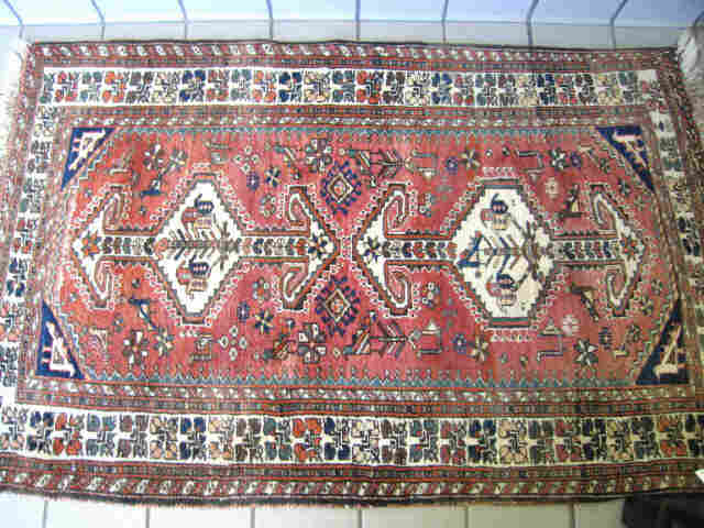 Appraisal: Hamadan Persian Handmade Rug overall geometrics earthtones ' x '