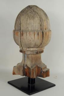 Appraisal: Architectural Turned Wood Acorn Form Finial Stand Architectural turned wood