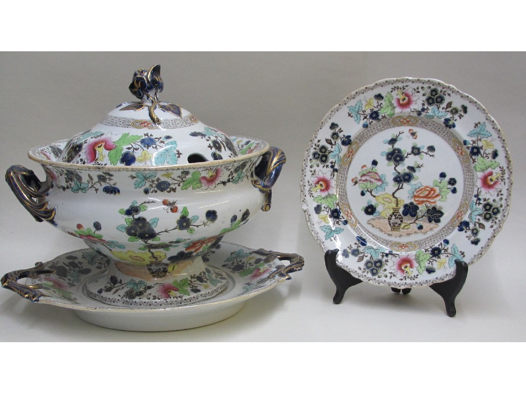 Appraisal: An Alcocks Indian ironstone dinner service printed and painted with