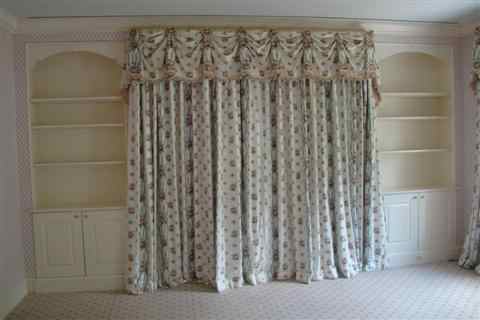 Appraisal: DESIGNED BY DAVID EASTON A PAIR OF BEDROOM BELL VALANCES