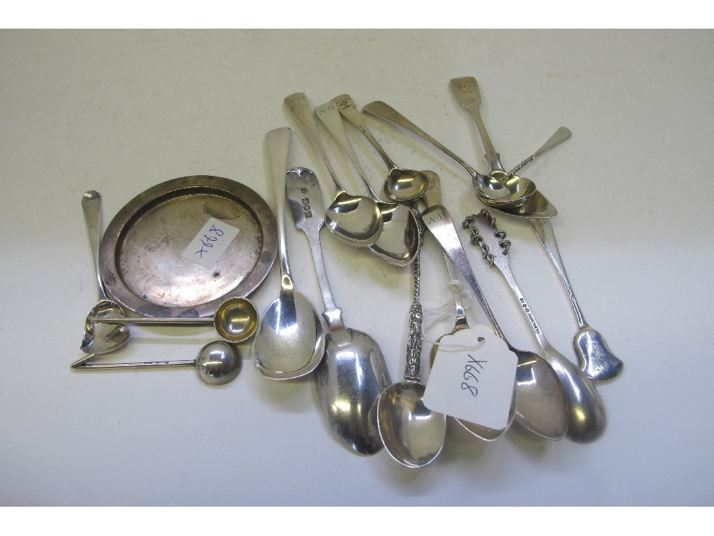 Appraisal: A lot comprising fifteen assorted silver spoons and a dish