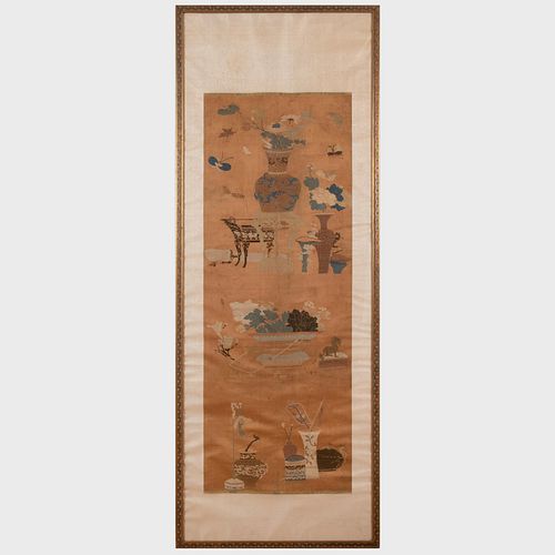 Appraisal: CHINESE KESI PANEL x in frame Condition Stains fading creases