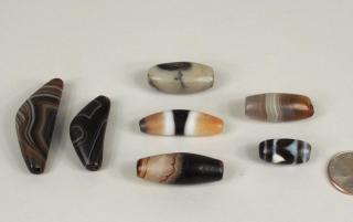 Appraisal: Group Five Sulemani Agate Beads Dzi Beads Group of five