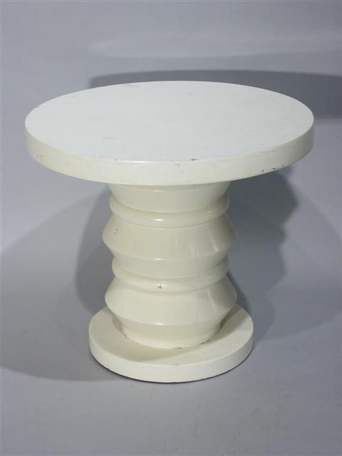 Appraisal: DOROTHY DRAPER WHITE CENTER TABLE The circular top over a