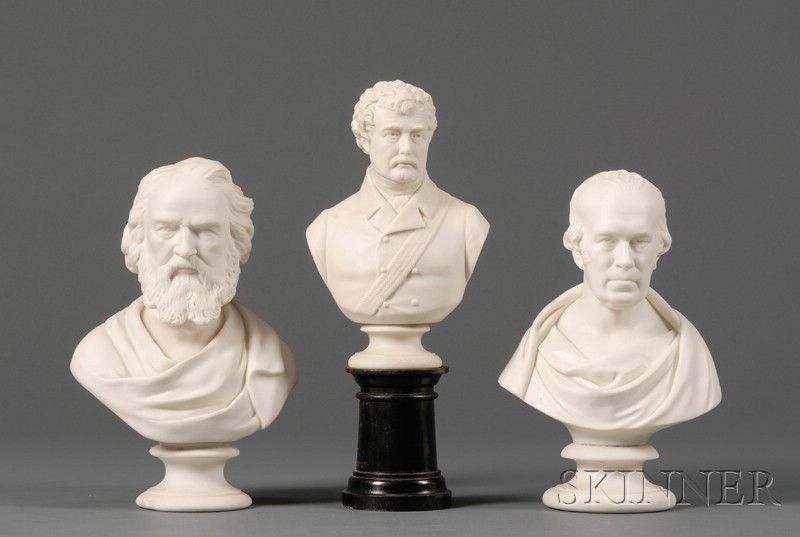 Appraisal: Three Parian Busts of Statesmen England th century each mounted