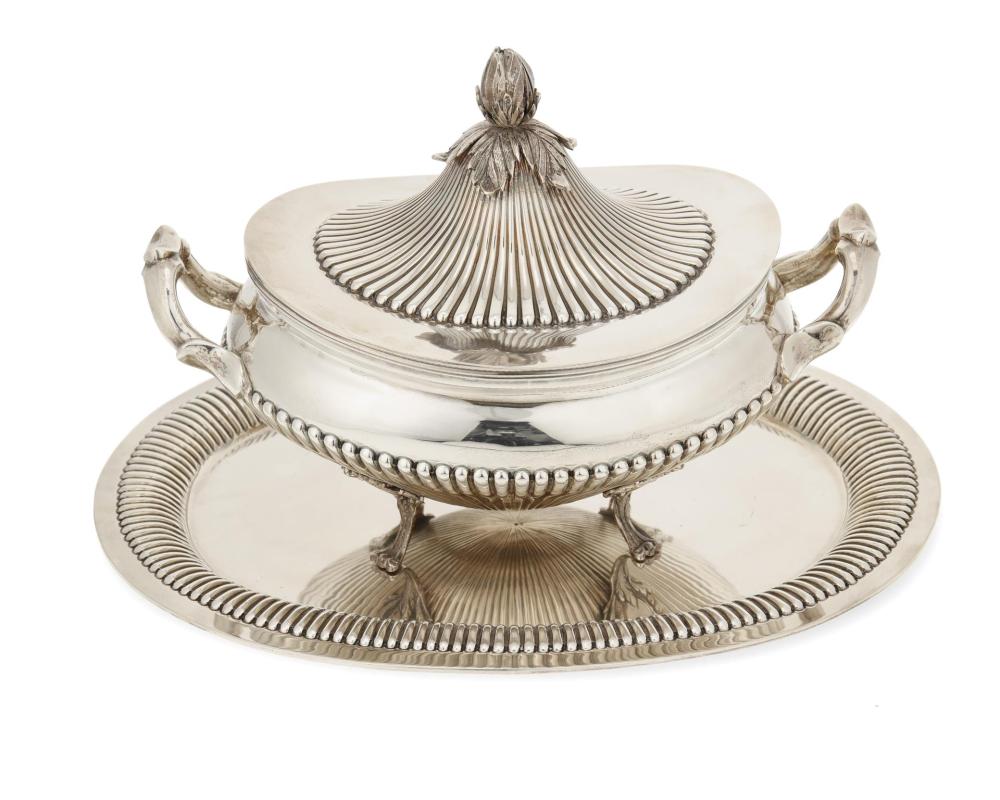 Appraisal: A Portuguese sterling silver tureen and platter Circa - Each