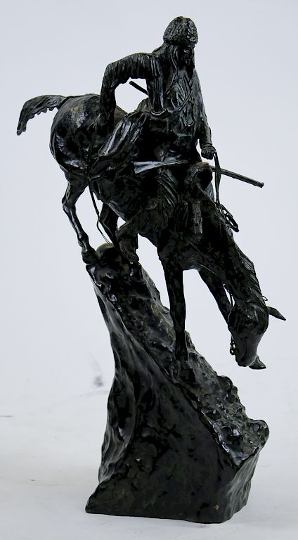 Appraisal: Remington American Cowboy Western Bronze Sculpture After Frederic Remington -