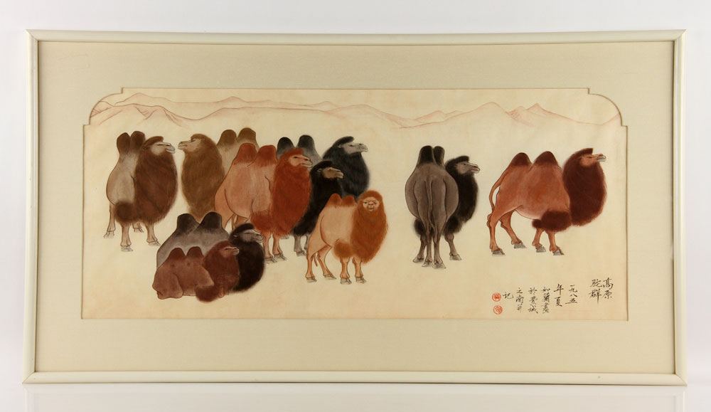 Appraisal: - Chinese Painting Group of Camels W C Chinese painting