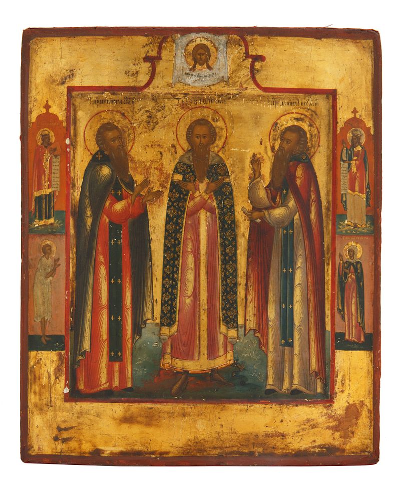 Appraisal: A TH CENTURY RUSSIAN ICON OF ANDREI OF SMOLENSK AND