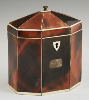 Appraisal: Diminutive Octagonal Tortoise Shell Tea Caddy ear Diminutive Octagonal Tortoise