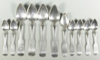 Appraisal: Group Memphis Coin silver flatware tablespoons with fiddle tipt handles