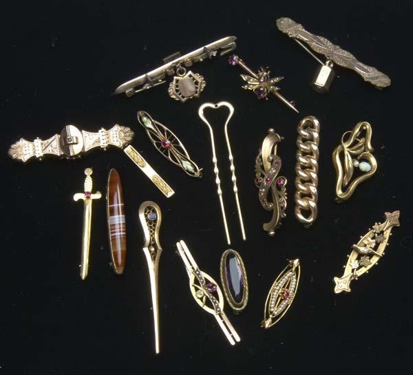 Appraisal: th th C JEWELRY Collection includes slides and pairs of