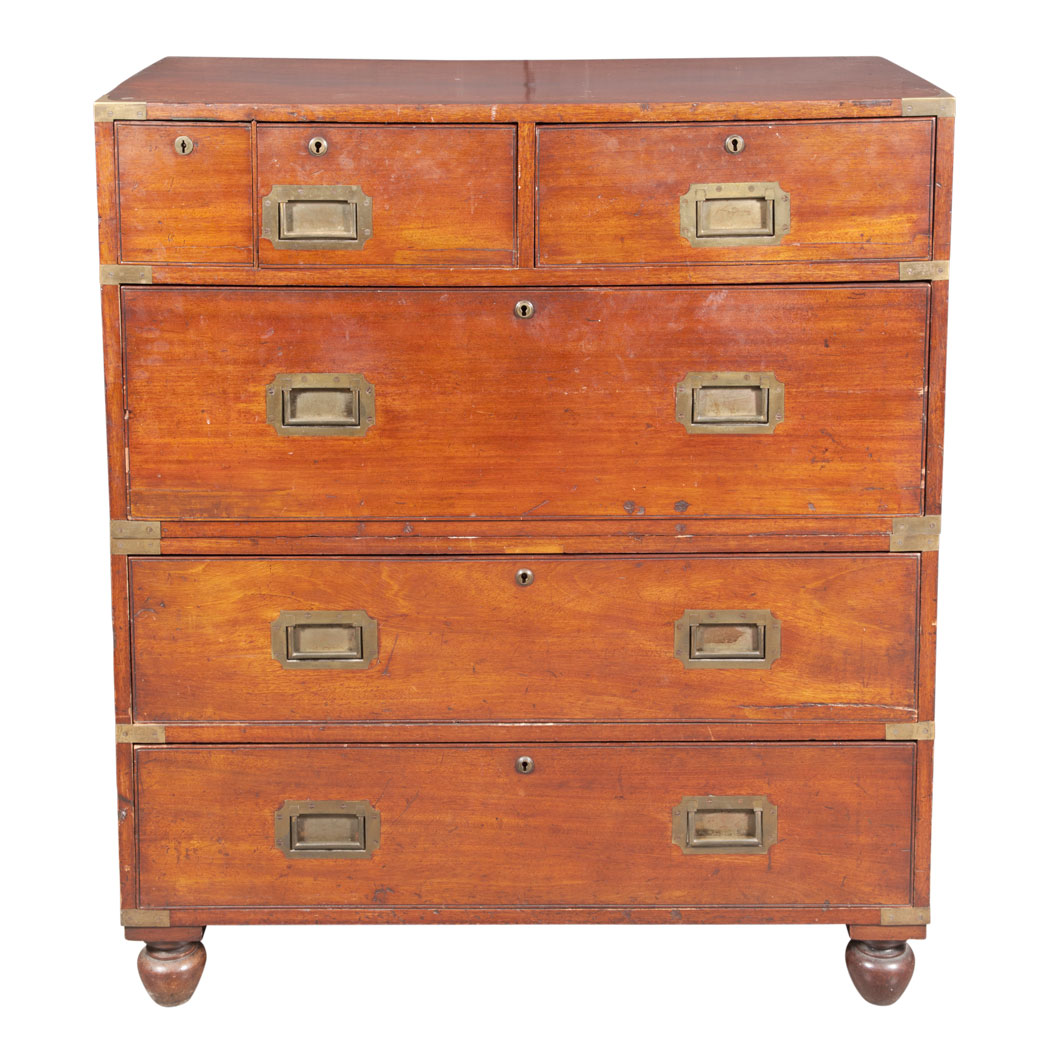 Appraisal: Victorian Brass Mounted Mahogany Campaign Chest on Chest th Century