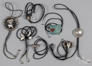 Appraisal: Group of Native American silver bolo ties to include a