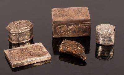 Appraisal: A brass novelty snuff box in the form of an