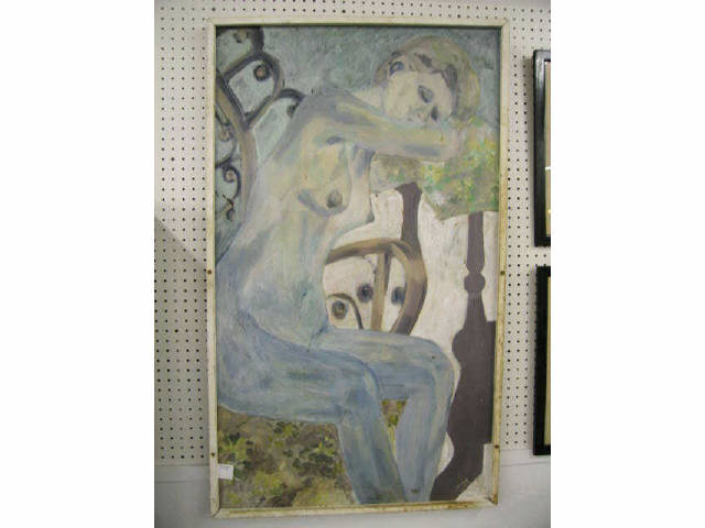 Appraisal: J None Oil of a Seated Nude